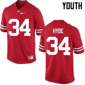 Youth Ohio State Buckeyes #34 Carlos Hyde Red Nike NCAA College Football Jersey Style MVM8844MI